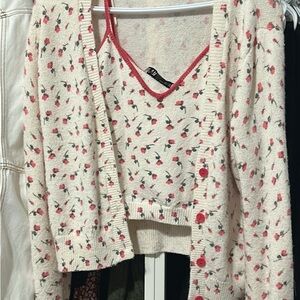 Zara Floral Knit Cardigan and Tank Set